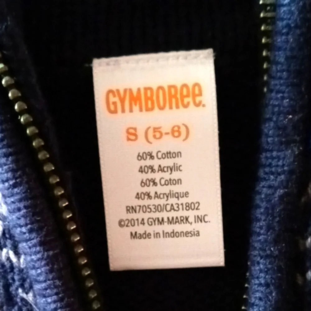 Gymboree Zip Reindeer Holiday Sweater Boy's Navy Nordic Fair Isle. Size …